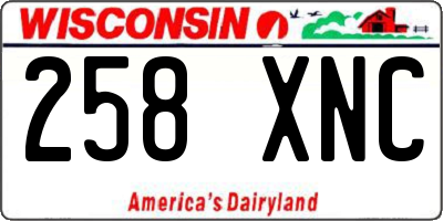 WI license plate 258XNC