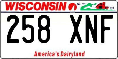 WI license plate 258XNF