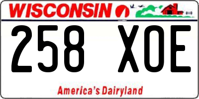 WI license plate 258XOE
