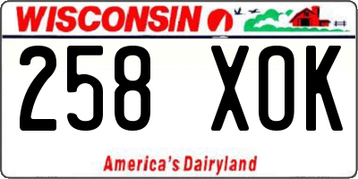 WI license plate 258XOK
