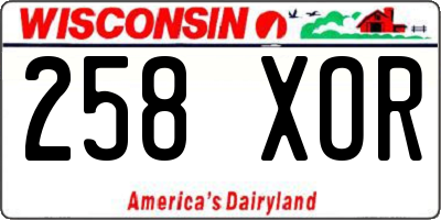 WI license plate 258XOR