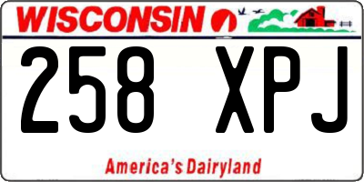 WI license plate 258XPJ