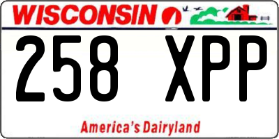 WI license plate 258XPP