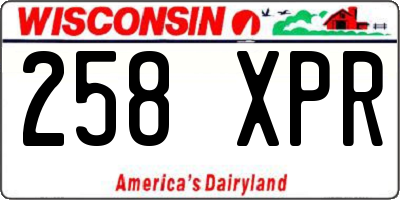 WI license plate 258XPR