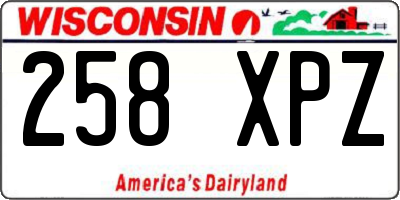 WI license plate 258XPZ