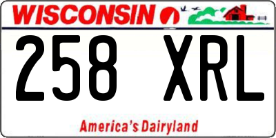 WI license plate 258XRL