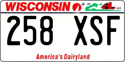 WI license plate 258XSF