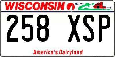 WI license plate 258XSP