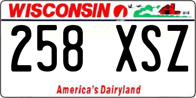 WI license plate 258XSZ
