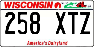 WI license plate 258XTZ