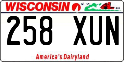 WI license plate 258XUN