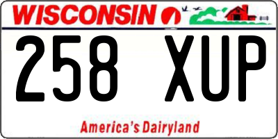 WI license plate 258XUP