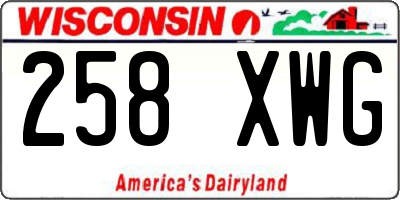 WI license plate 258XWG