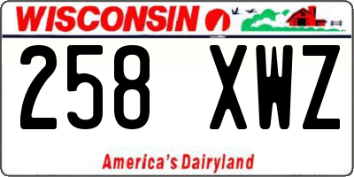 WI license plate 258XWZ