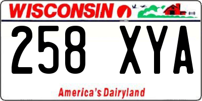 WI license plate 258XYA