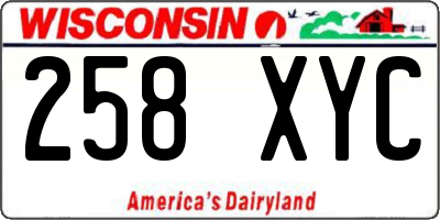 WI license plate 258XYC