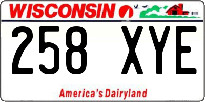 WI license plate 258XYE