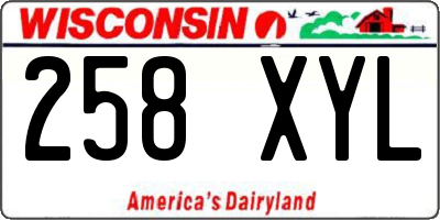 WI license plate 258XYL