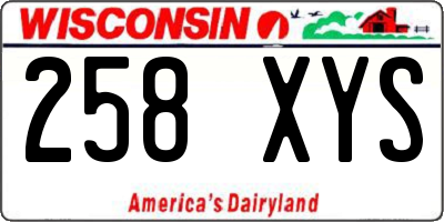 WI license plate 258XYS