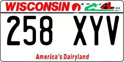 WI license plate 258XYV