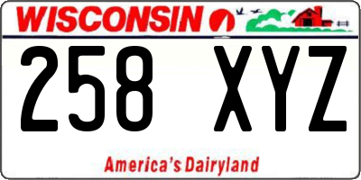 WI license plate 258XYZ