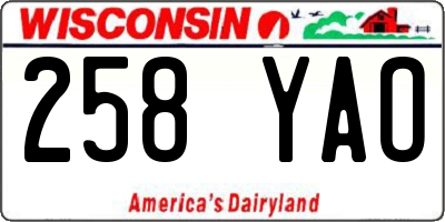 WI license plate 258YAO