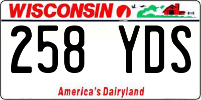 WI license plate 258YDS