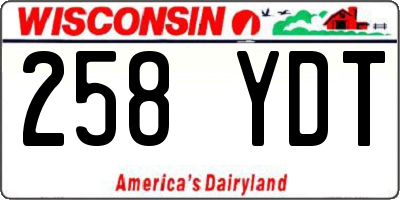 WI license plate 258YDT