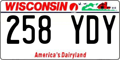 WI license plate 258YDY