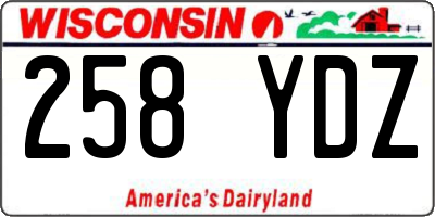 WI license plate 258YDZ