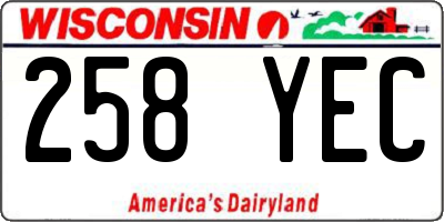 WI license plate 258YEC