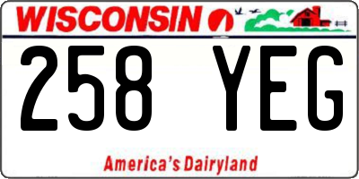 WI license plate 258YEG
