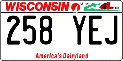 WI license plate 258YEJ