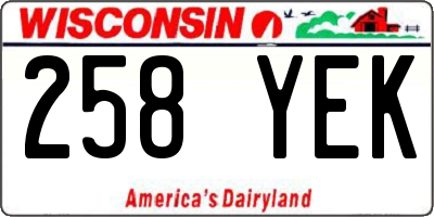 WI license plate 258YEK