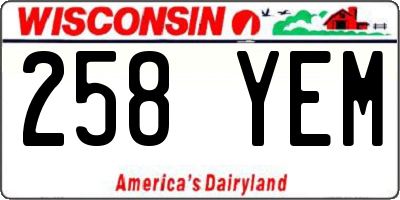 WI license plate 258YEM