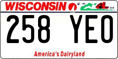 WI license plate 258YEO