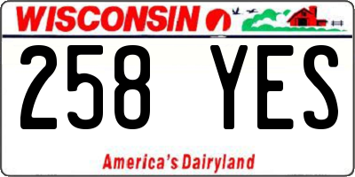 WI license plate 258YES