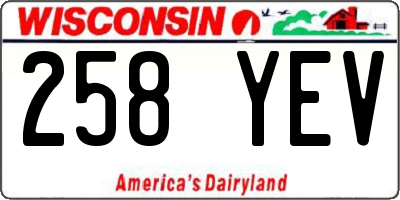 WI license plate 258YEV