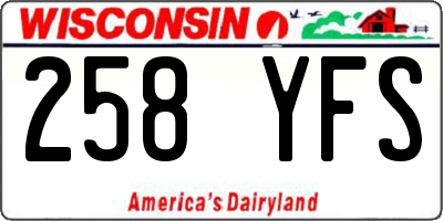 WI license plate 258YFS