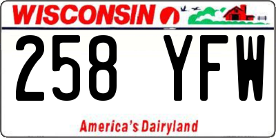 WI license plate 258YFW