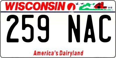 WI license plate 259NAC