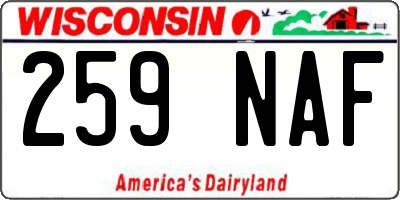 WI license plate 259NAF