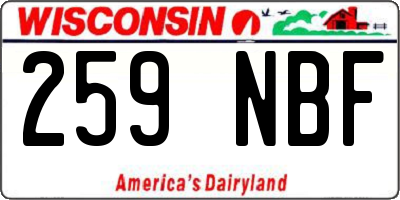 WI license plate 259NBF