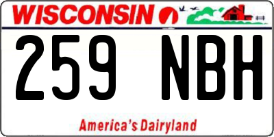 WI license plate 259NBH