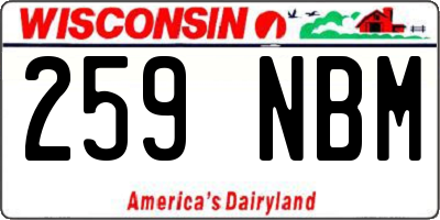 WI license plate 259NBM