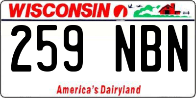 WI license plate 259NBN
