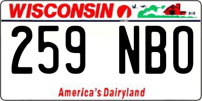 WI license plate 259NBO