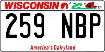 WI license plate 259NBP