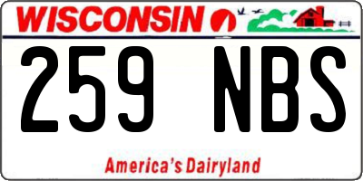 WI license plate 259NBS
