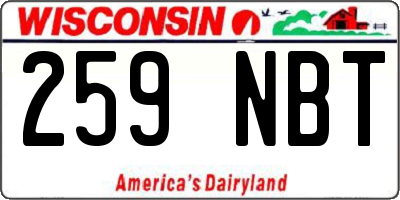 WI license plate 259NBT